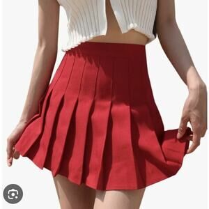 2 American Apparel mini Women's Red XS Gabardine Tennis Skirt 15 Inches Length.